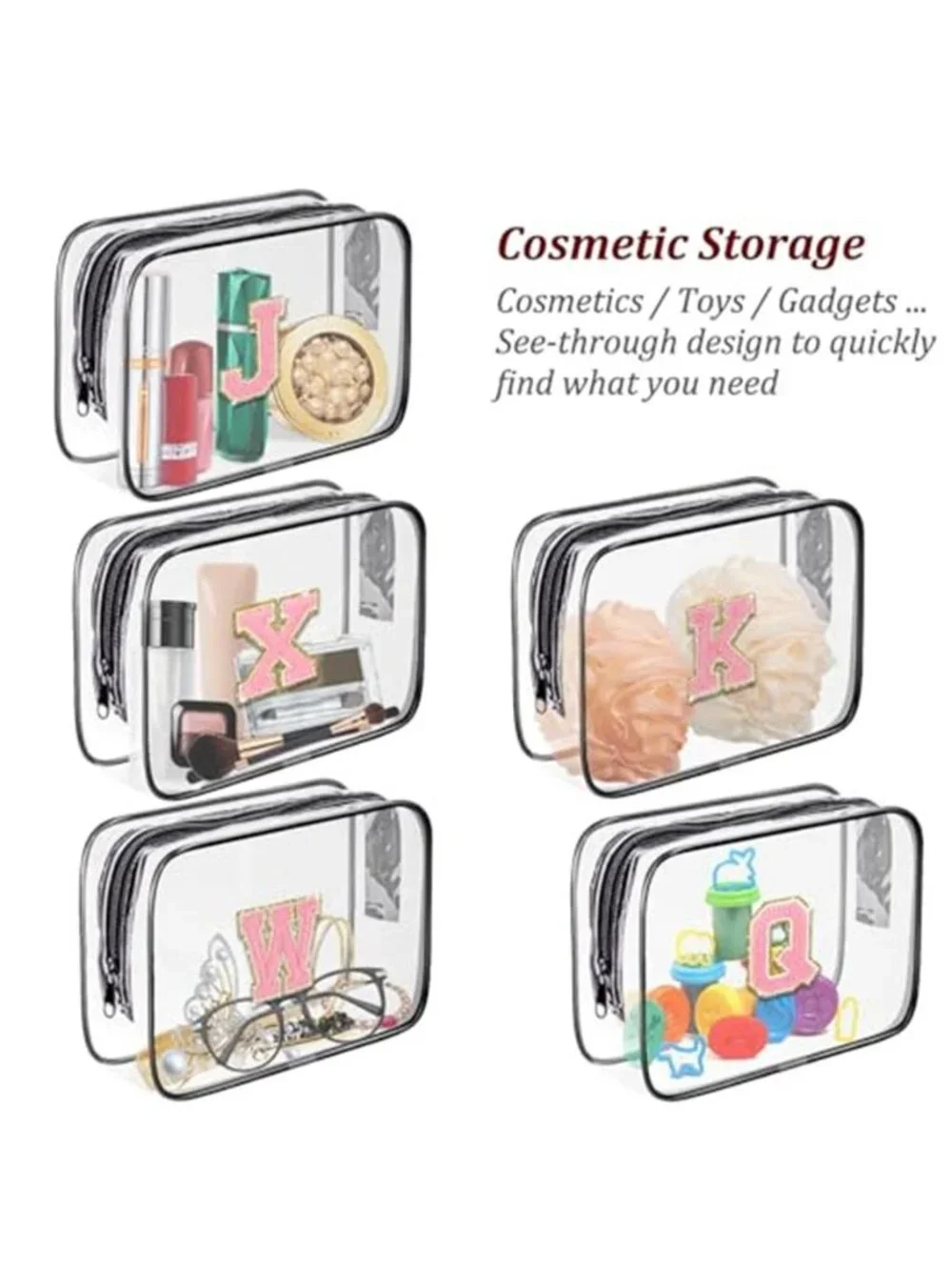 Clear TSA Approved Toiletry Bag Travel Makeup Cosmetic Organizer Zip Pouch PVC